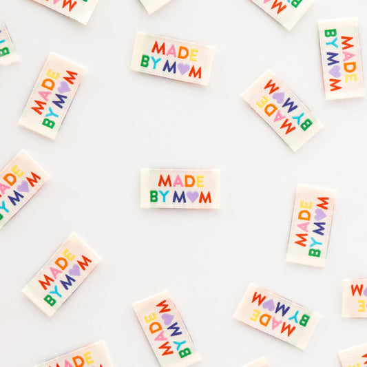 Made by Mom Woven Sewing Labels Rainbow Colors