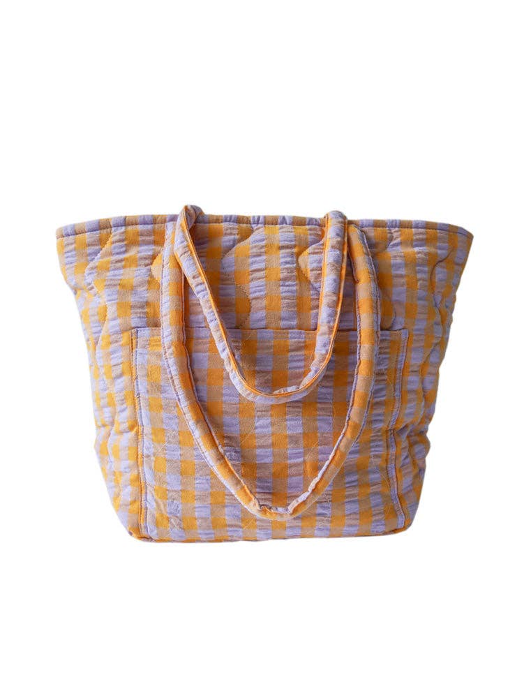 Kumquat Bloom Seersucker Quilted Bag