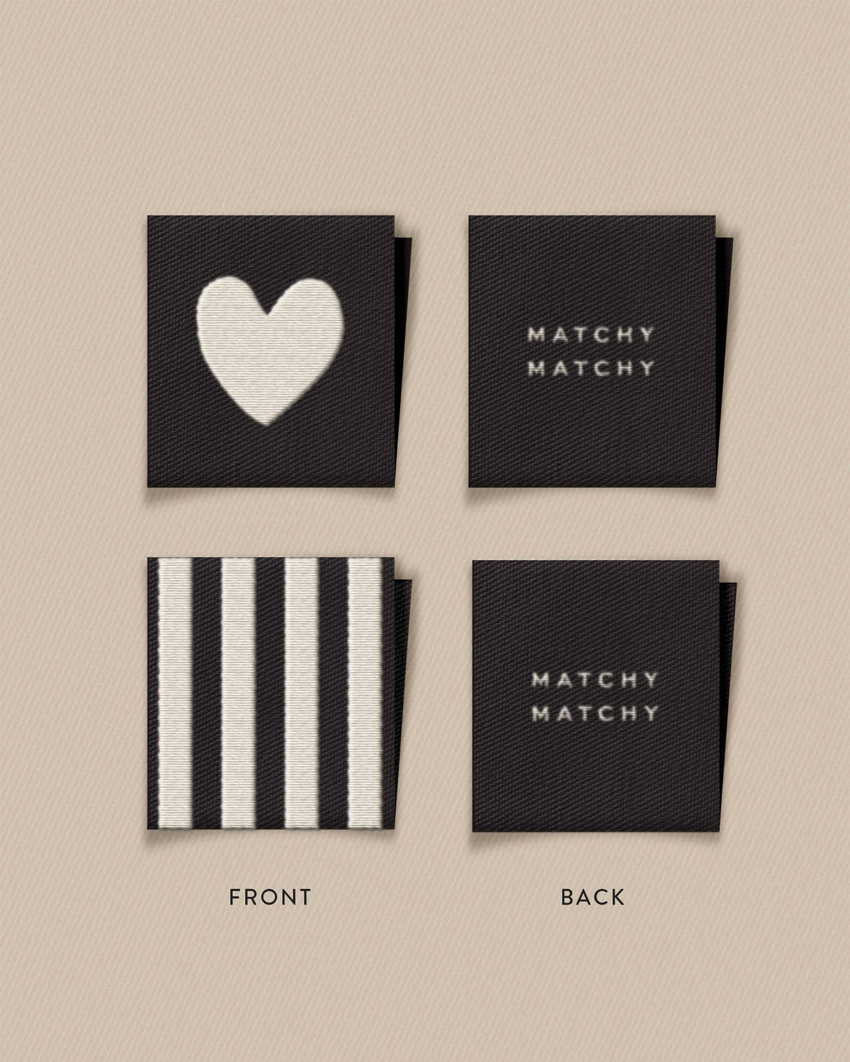 White Heart and Stripe Square Garment Labels