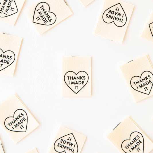 Thanks I Made It Heart Organic Cotton - Sewing Quilt and Garment Labels
