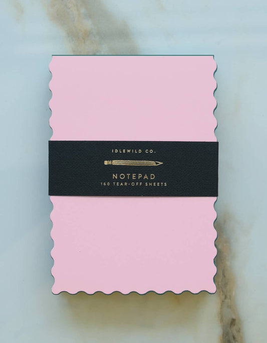 Mini Wave Shaped Notepad | Pink + Evergreen Edge
