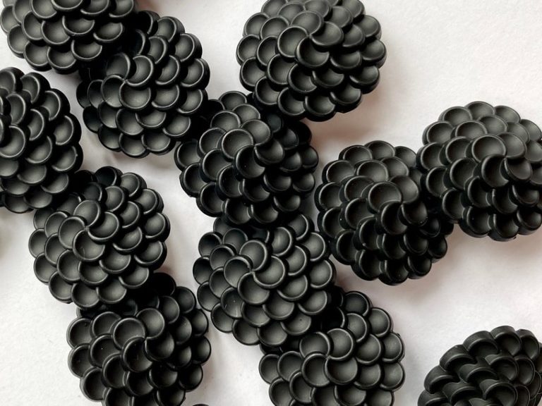 Metal Flower Buttons - Black - 22mm