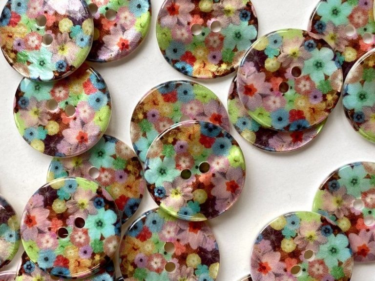 Multicolor Floral Button - 22mm