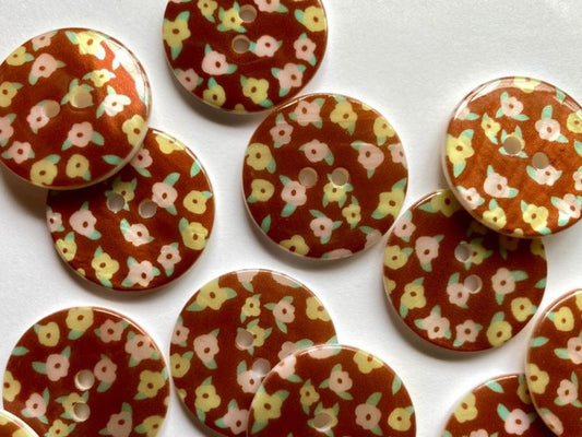 Gingery Flower Buttons- 22mm
