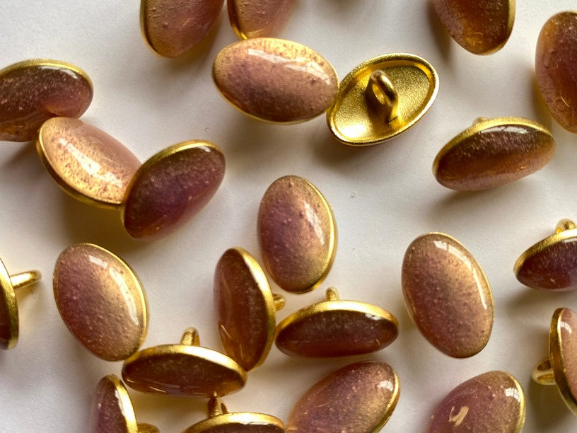 Gold Metal Oval Button w/ Resin - 15mm