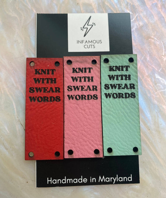 KNIT WITH SWEAR WORDS — Leather Label for knitting