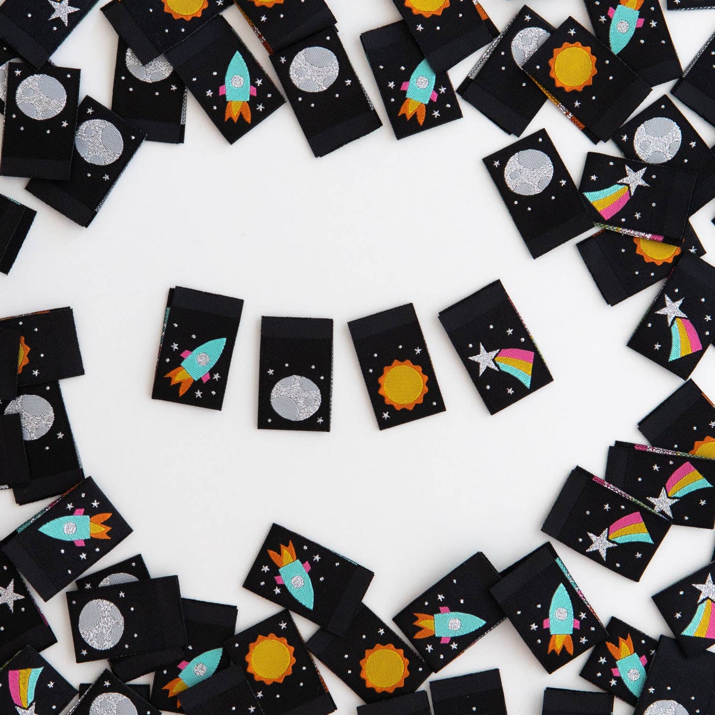 Space Multipack - Metallic Sewing Woven Clothing Label Tags
