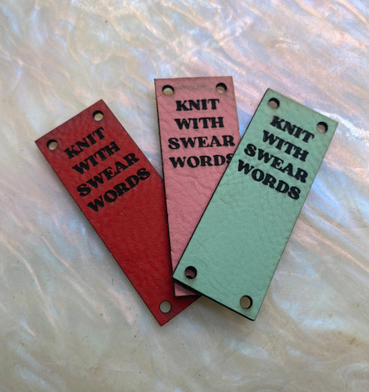 KNIT WITH SWEAR WORDS — Leather Label for knitting