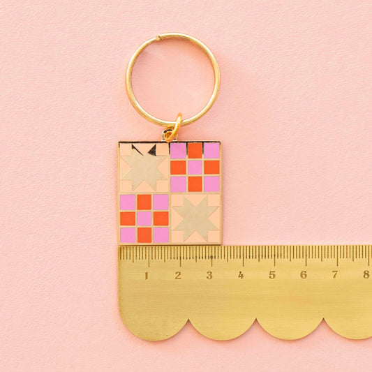 Then Came June Campfire Glow Quilt Keychain -  Bag Charm