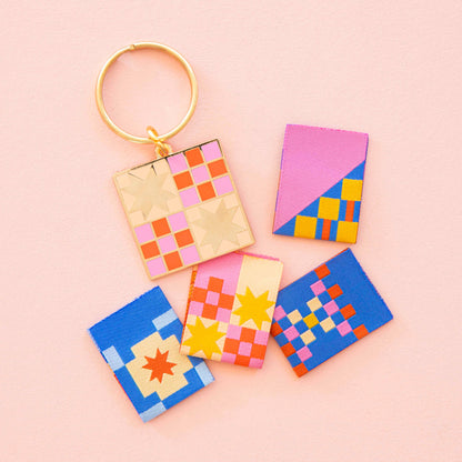 Then Came June Campfire Glow Quilt Keychain -  Bag Charm