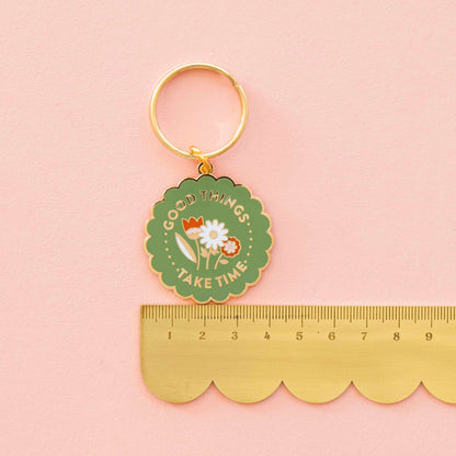Good Things Take Time Enamel Keychain - Bag Charm