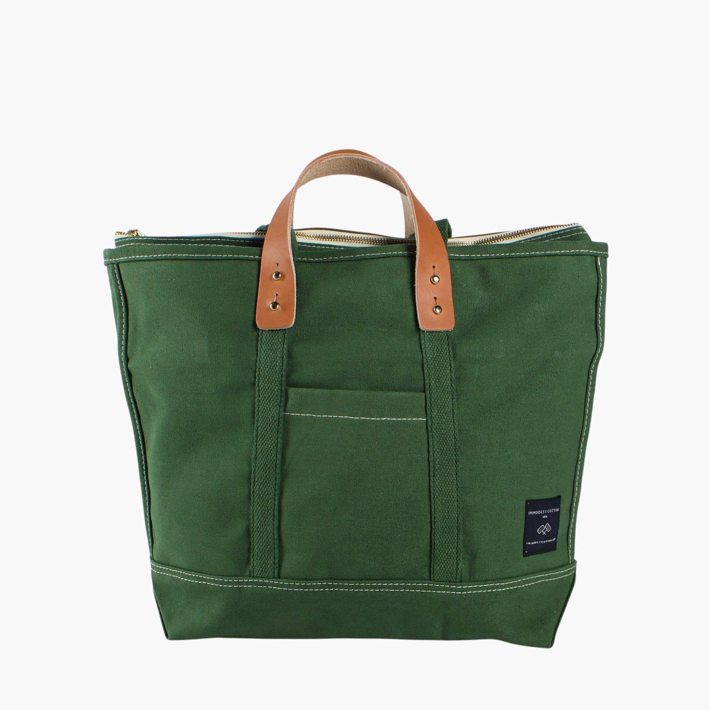 Small Zipper Tote | Pine-- Immodest Cotton