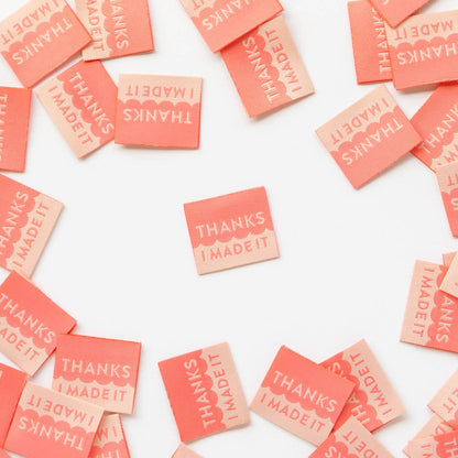 Thanks I Made It Coral - Sewing Woven Clothing Label Tags