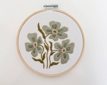 Blue Floral Embroidery Kit