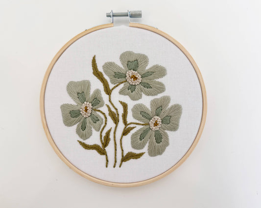 Blue Floral Embroidery Kit