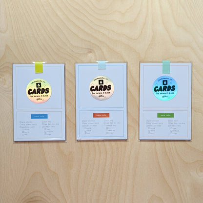 Cards with Care Instructions for Knit & Sewn Gifts