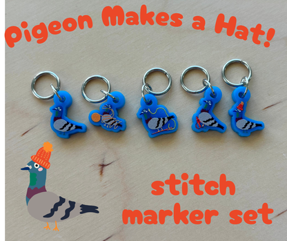 Pigeon Makes a Hat Stitch Marker Set Knitting Crochet Notion