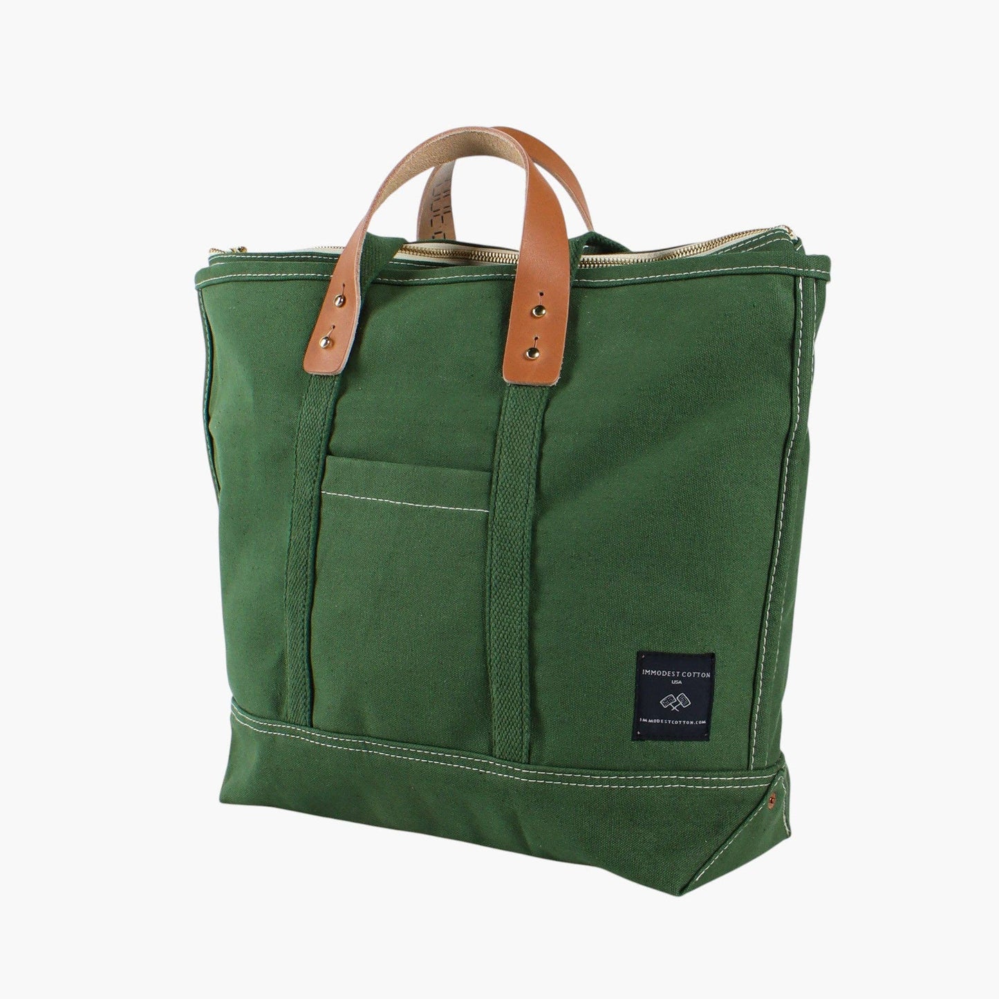 Small Zipper Tote | Pine-- Immodest Cotton