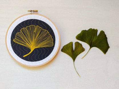ginkgo embroidery kit