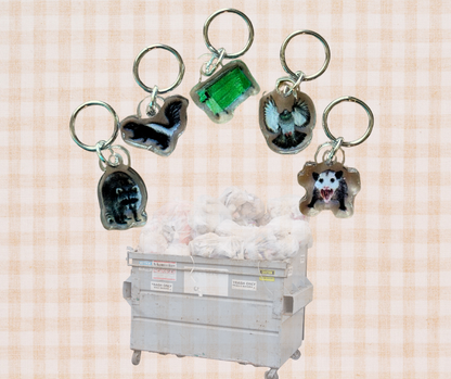 Knitting Stitch Markers - Garbage Friends Dumpster Animals