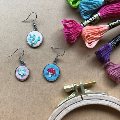 Embroidered Earrings - Embroidery Kits for Beginners