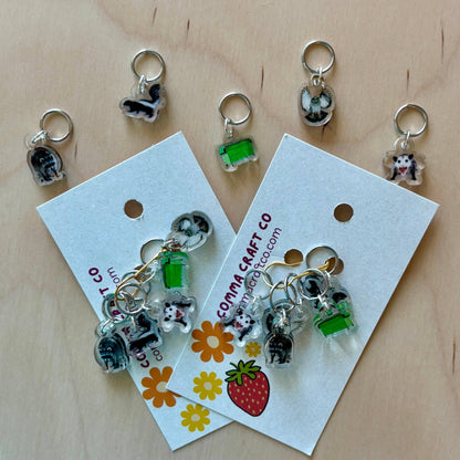 Knitting Stitch Markers - Garbage Friends Dumpster Animals