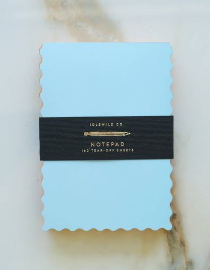 Mini Wave Shaped Notepad | Sky + Tangerine Edge