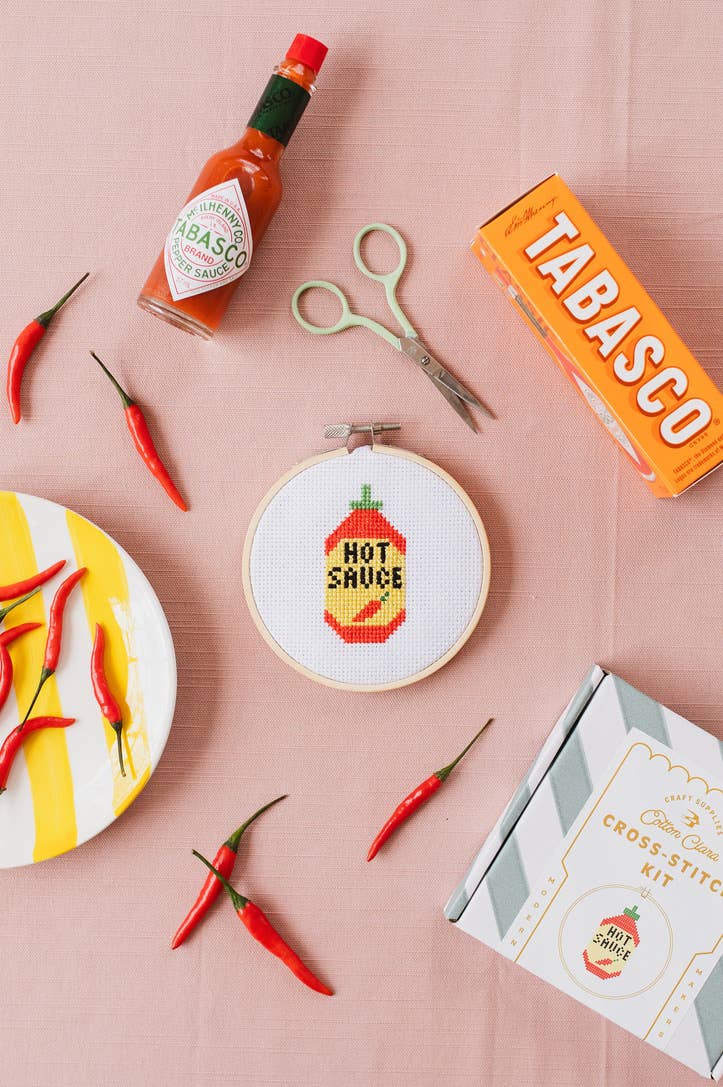 🌶 Hot Sauce Mini Cross Stitch Kit