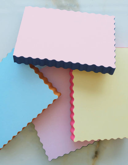 Mini Wave Shaped Notepad | Citron + Hot Coral Edge