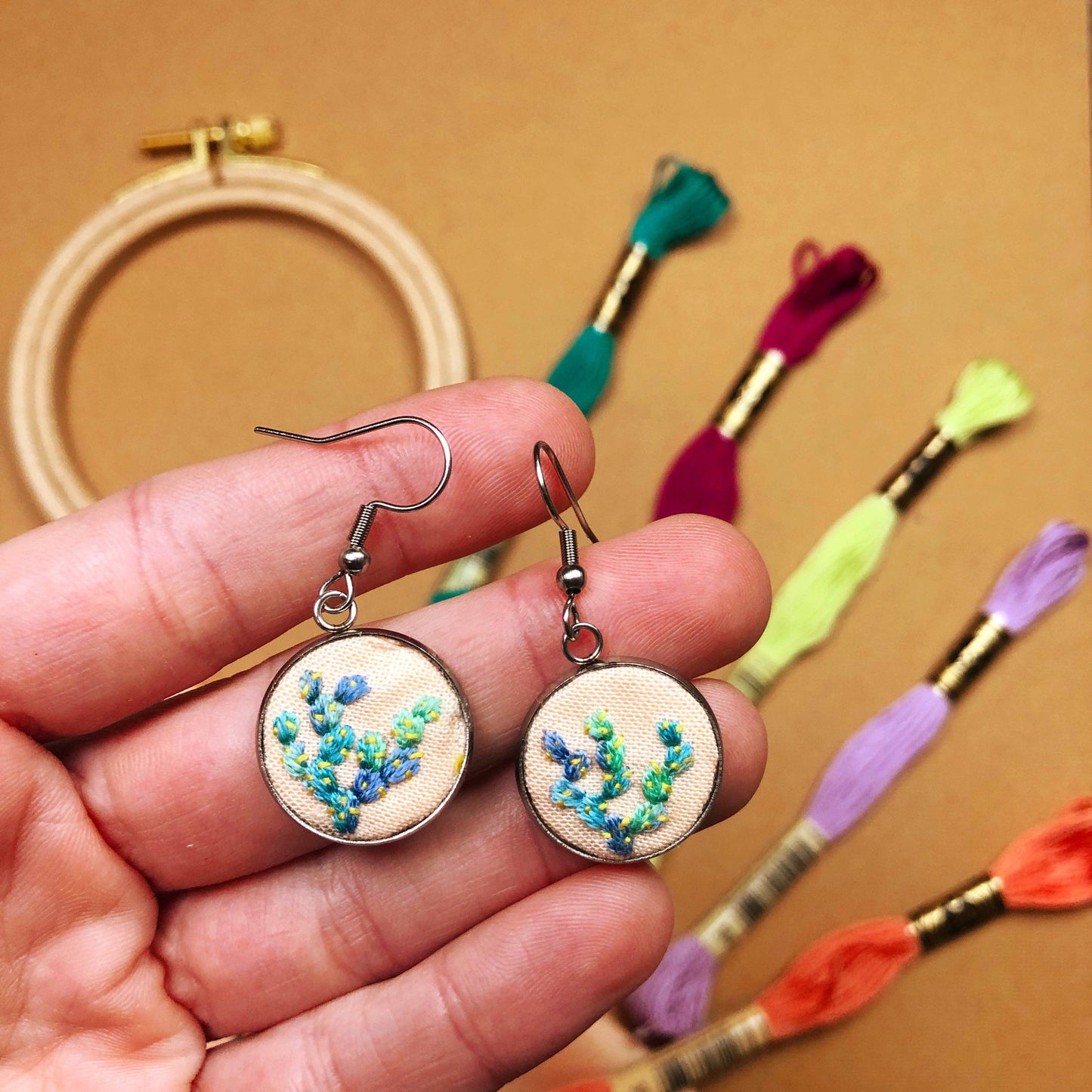 Embroidered Earrings - Embroidery Kits for Beginners