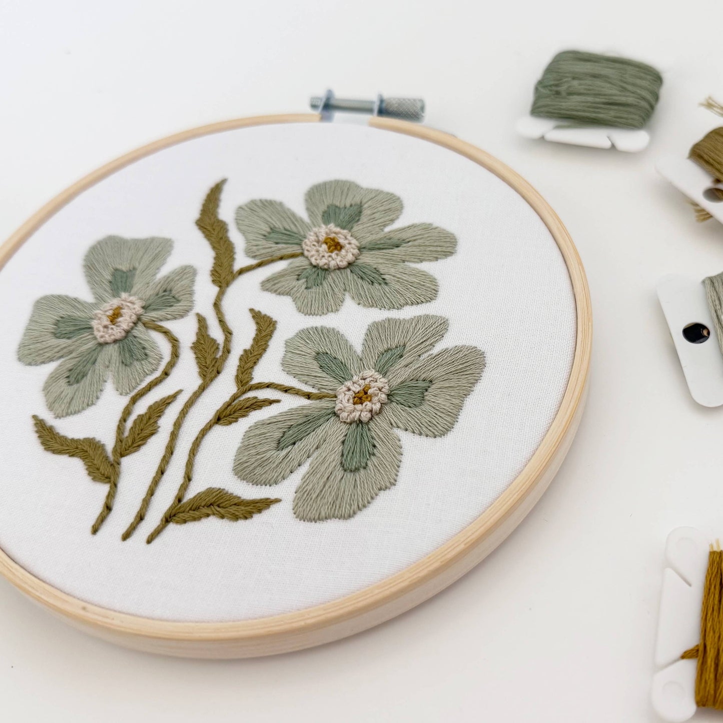 Blue Floral Embroidery Kit