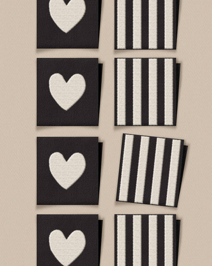 White Heart and Stripe Square Garment Labels