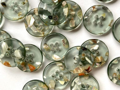 Transparent Buttons with Shell Chips - 20mm