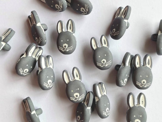 Rabbit Buttons - Grey - 15mm