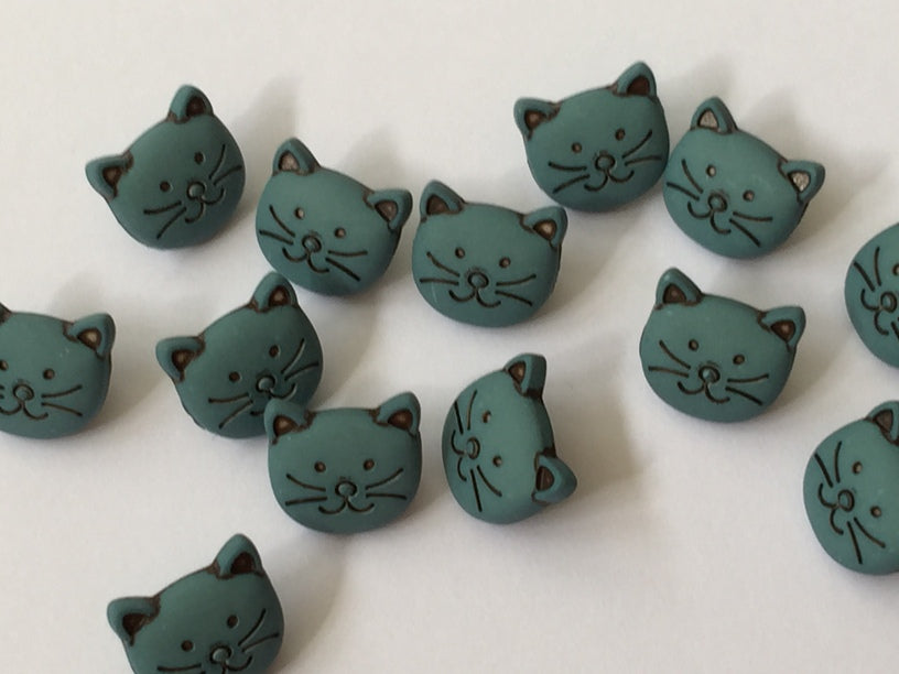 Cat Buttons - Turquoise - 12mm (Copy)