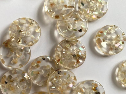 Transparent Buttons with Shell Chips - 20mm