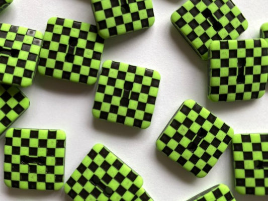 Green & Black Checkerboard Button - 22mm