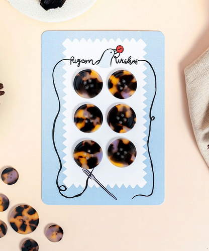 25mm Buttons - set of 6 - Pigeon Wishes