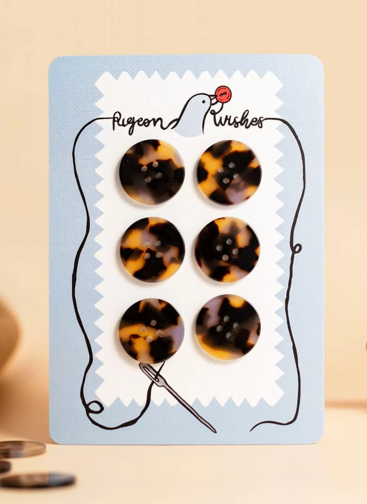 25mm Buttons - set of 6 - Pigeon Wishes