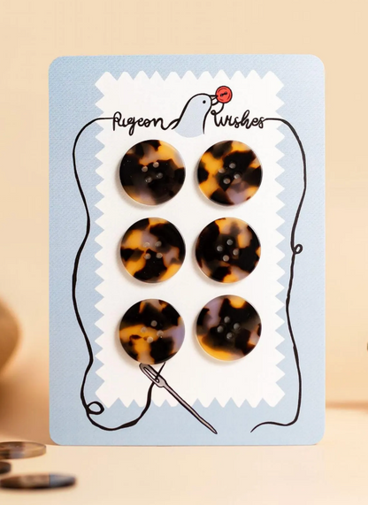 25mm Buttons - set of 6 - Pigeon Wishes