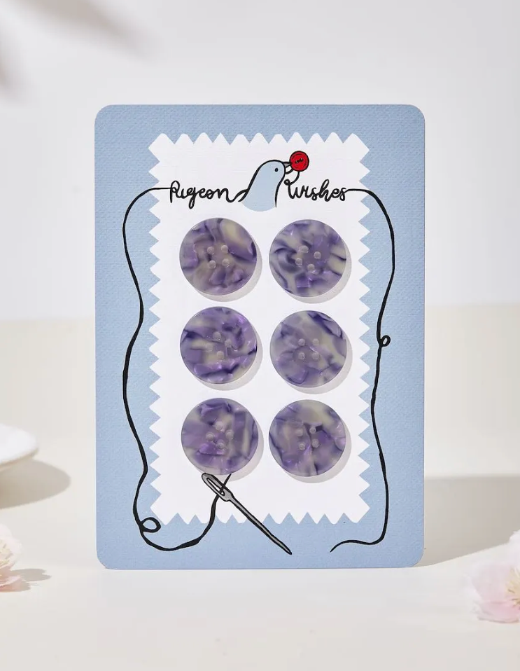 25mm Buttons - set of 6 - Pigeon Wishes