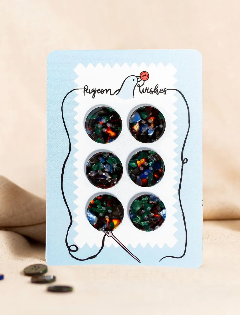 25mm Buttons - set of 6 - Pigeon Wishes