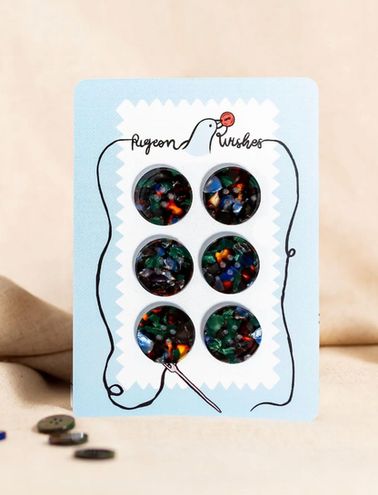 25mm Buttons - set of 6 - Pigeon Wishes