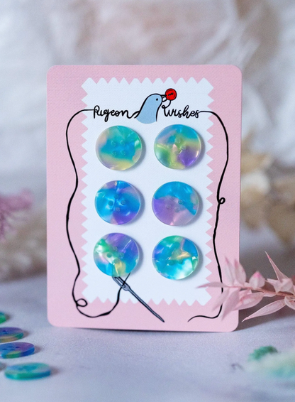 25mm Buttons - set of 6 - Pigeon Wishes