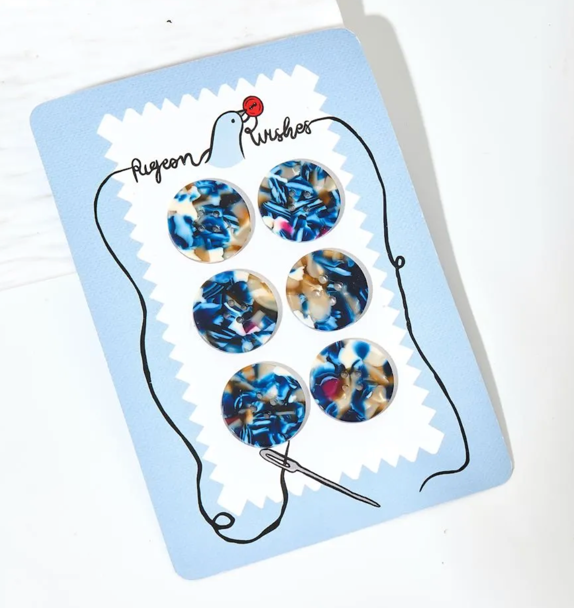 25mm Buttons - set of 6 - Pigeon Wishes