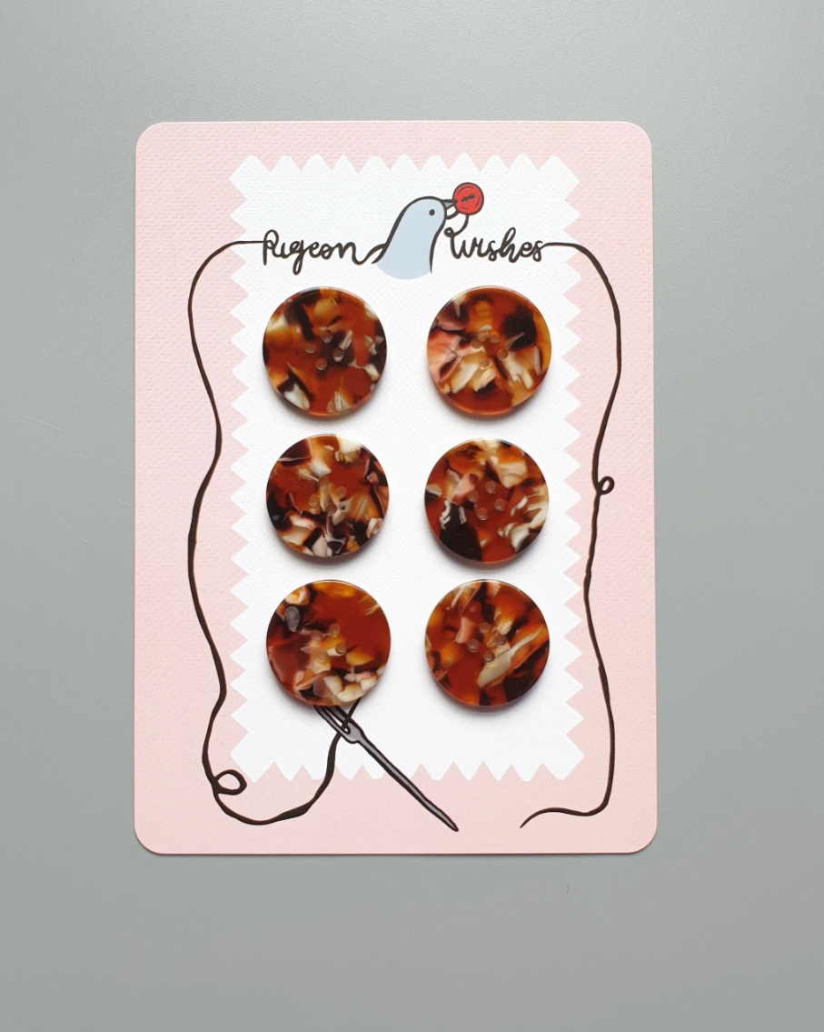 25mm Buttons - set of 6 - Pigeon Wishes