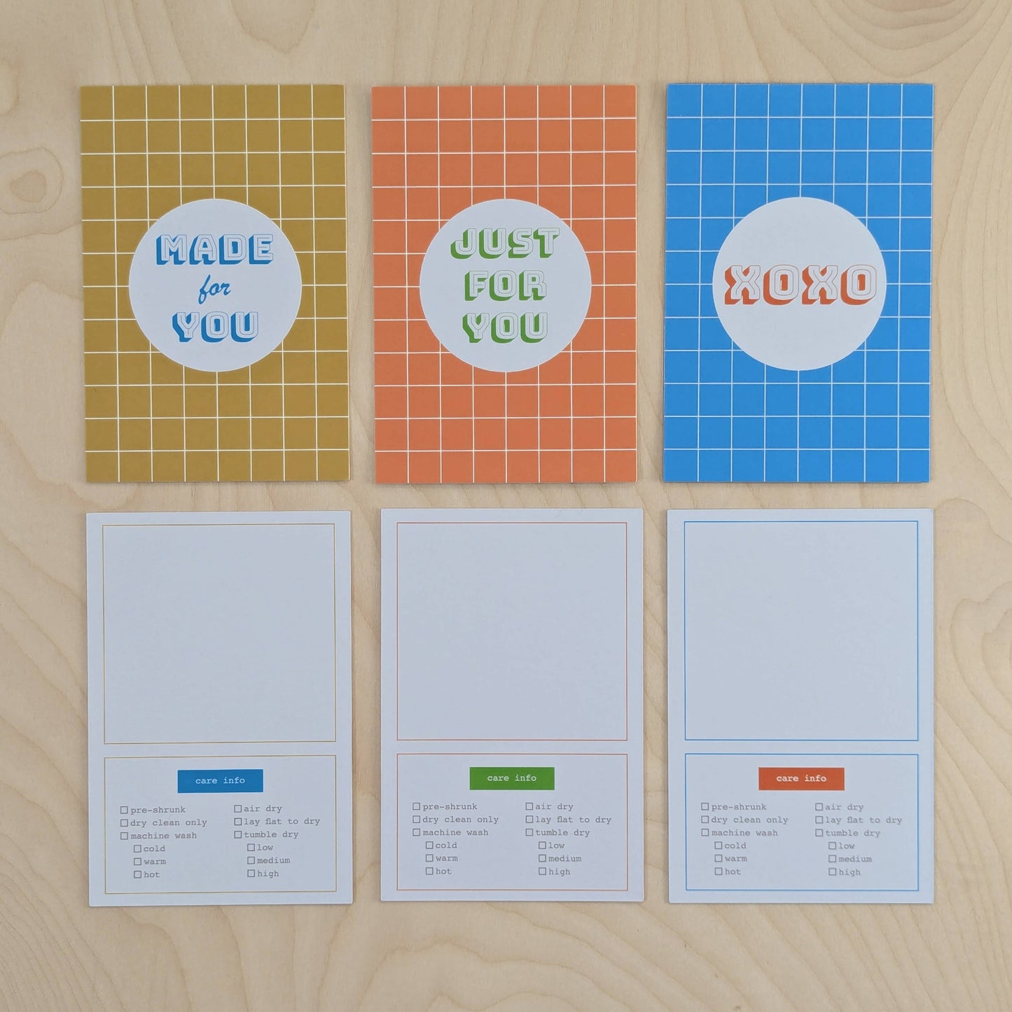 Cards with Care Instructions for Knit & Sewn Gifts