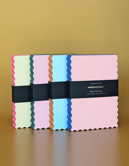 Mini Wave Shaped Notepad | Peach + Indigo Edge