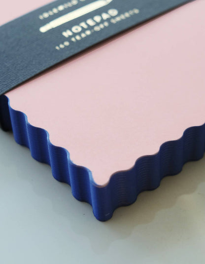 Mini Wave Shaped Notepad | Peach + Indigo Edge