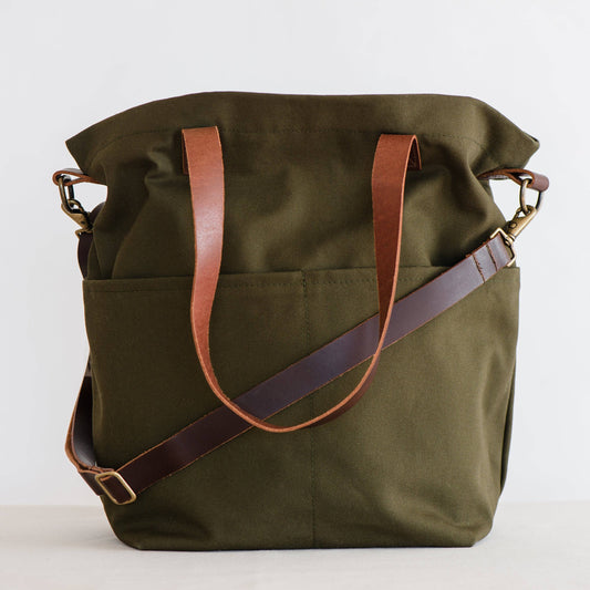 canvas crossbody project tote: Olive